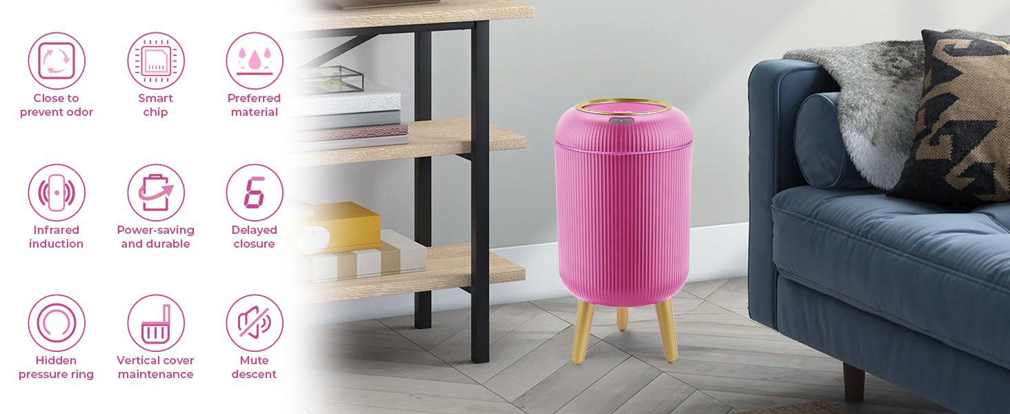 Pukomc Touch-free sensor bin - sleek waterproof Nordic design, fits anywhere. Hygienic auto-lid, eco-friendly and compact.