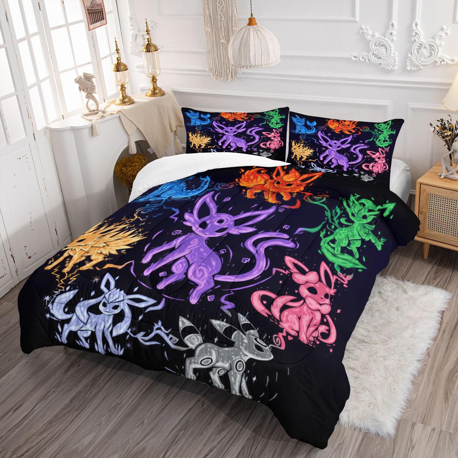 Pikachu Pattern Comforter Set, Soft And Durable Bedding Set, Includes 1 Quilt And 1 Or 2 Pillowcases, Daily Holiday Birthday Gift Bedroom Decoration For Kids And Adults