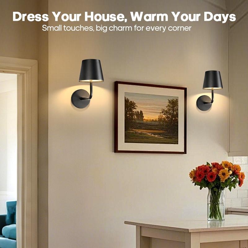 Smart LED Wall Light, USB Rechargeable, Touch Remote Dimmable, Timer Function, Bedroom Mirror Living Room Decor, Modern Mood Lighting, Decorative Wall Light, 2pc/1pc
