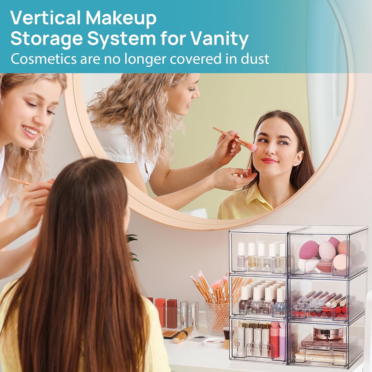 2 Pack Large Stackable Storage Drawers,Easily Assemble Acrylic Bathroom Closet Undersink Organizers and Storage,Acrylic Bins for Kitchen Cabinets,Pantry,Makeup,Medicine Organization, Clear Storage Box