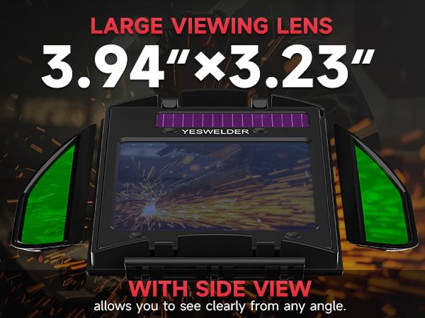 YESWELDER LYG-Q800D Panoramic Auto Darkened Welding Helmet with Side View | True Color Lens & 4 Sensors Welding Mask | Wide Shade 4/5-13 Welding Hood for TIG MIG ARC Cut Grind