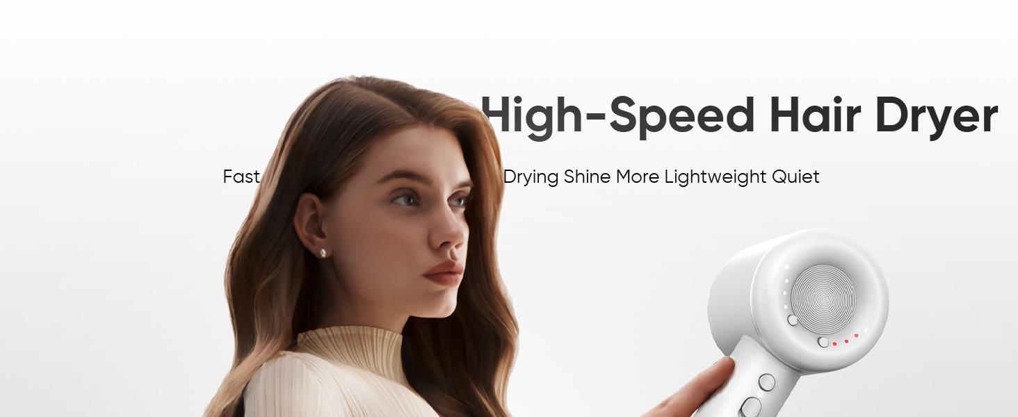 Hair Dryer with Carry Case, 3 Min Fast Drying-160000 RPM Professional High-Speed Ionic Blow Dryer 200 Millions Negative Ionic, Low Noise Hairdryer with Magnetic Diffuser Nozzle for Home&Travel