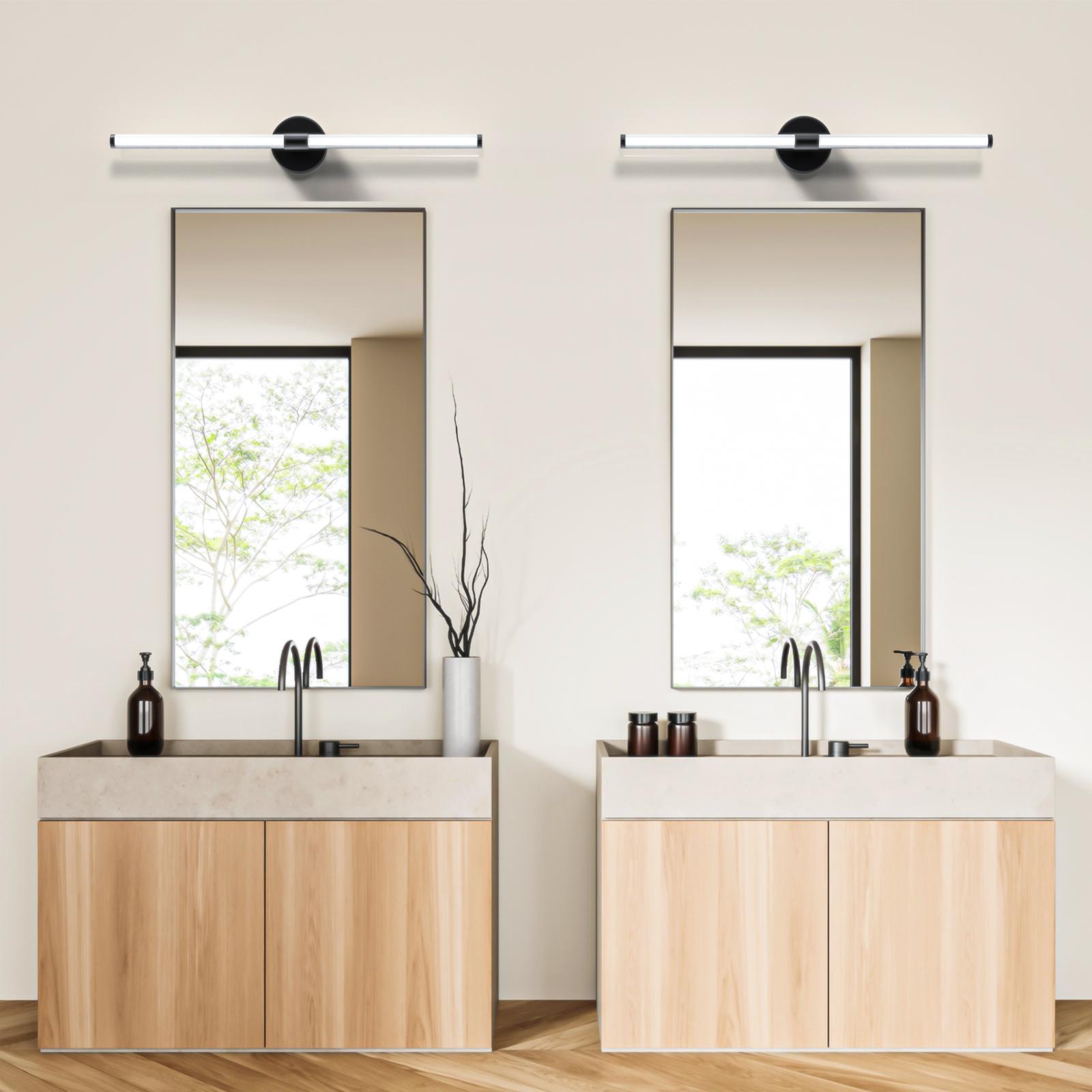 GLITGATE LED Vanity Light, 22 inch/30inch/38inch Dimmable Black and Gold Bathroom Fixture Mirror, 13 Watt/15Watt/20Watt 6000K Modern Linear Bathroom Vanity Light, 360 Degree Wall Sconce (White),Halloween, Black Friday, Christmas