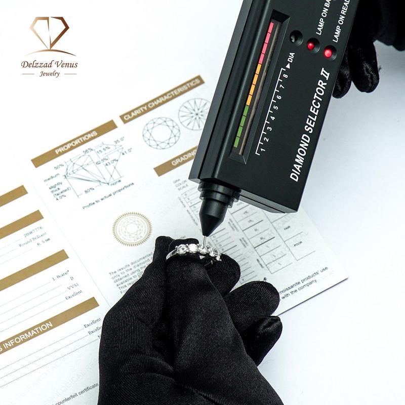 Delzzad S925 1.5ct D Color VVS Clarity Round Synthetic Moissanite Half Eternity Stacking Band Engagement Wedding Anniversary Gift