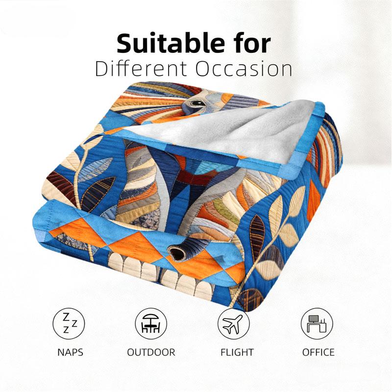 Creative Elephant Pattern Quilted Blanket, Winter Home Decor Essential, Warm and Comfortable, Multi-Purpose, All Ages