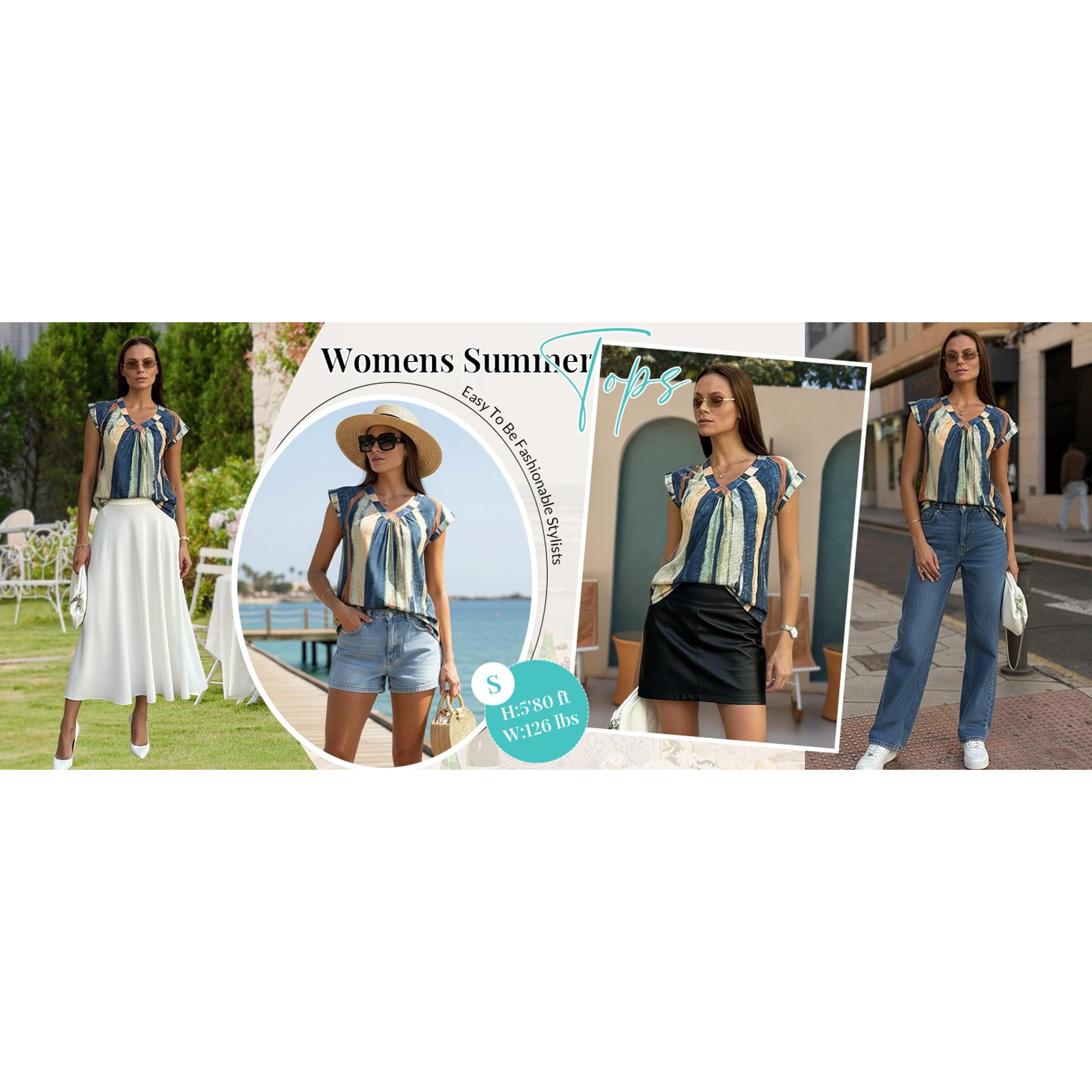 Womens Tops Short Sleeve V Neck Shirts Summer Dressy Casual Business Clothes Work Blouses Fashion Clothing Outfits