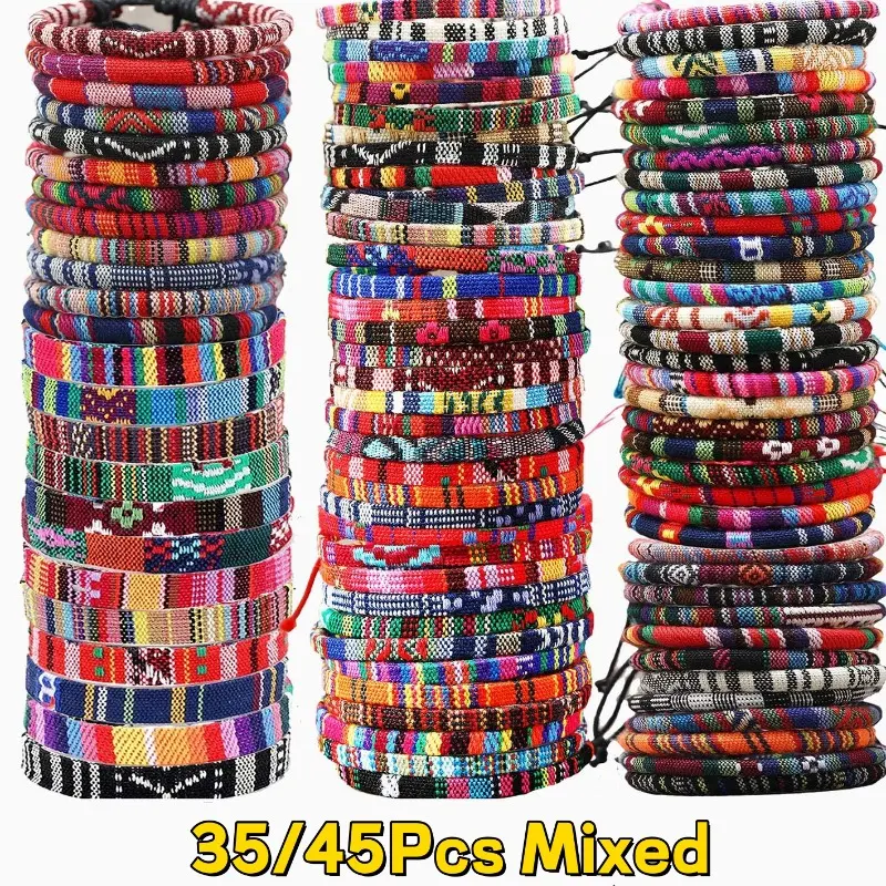35/45Pcs Bohemian Hand Woven Bracelet Sets - Ethnic Style Unisex Hand Rope Bangle Bangle Bracelet, Mixed Bangle Bangle Bracelet, Hand Rope, Christmas Gift, Halloween Gift, New Year Gift