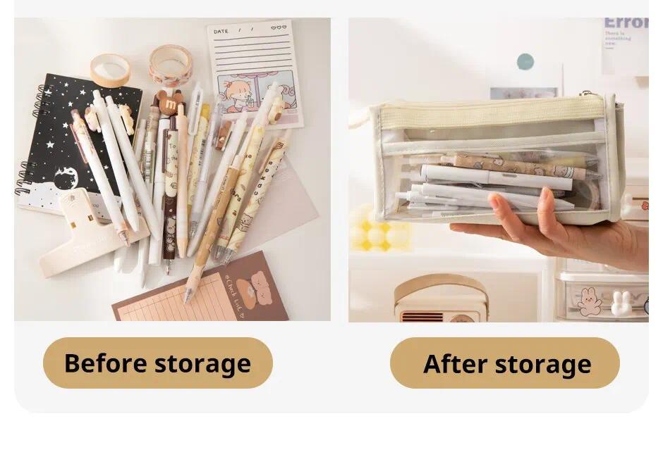 Six Layer Large Capacity Pencil Case Stationery Supplies High Appearance Transparent PVC Storage Stationery Bag