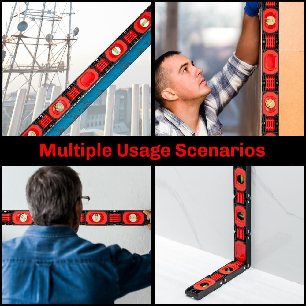 High Precision Folding Magnetic Level Ruler Multi Angle Measuring Tool Woodworking Corner Layout for Home Renovation