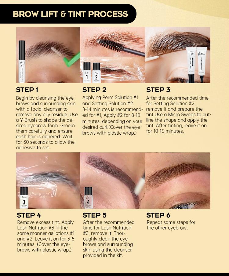 Lash Lift and Tint Kit Black, Brow Lamination Kit Black Eyelash Eyebrow Perm Kit With Detail Instruction &Tools Easy For Beginner at Home Semi-Permanent Cosmetic