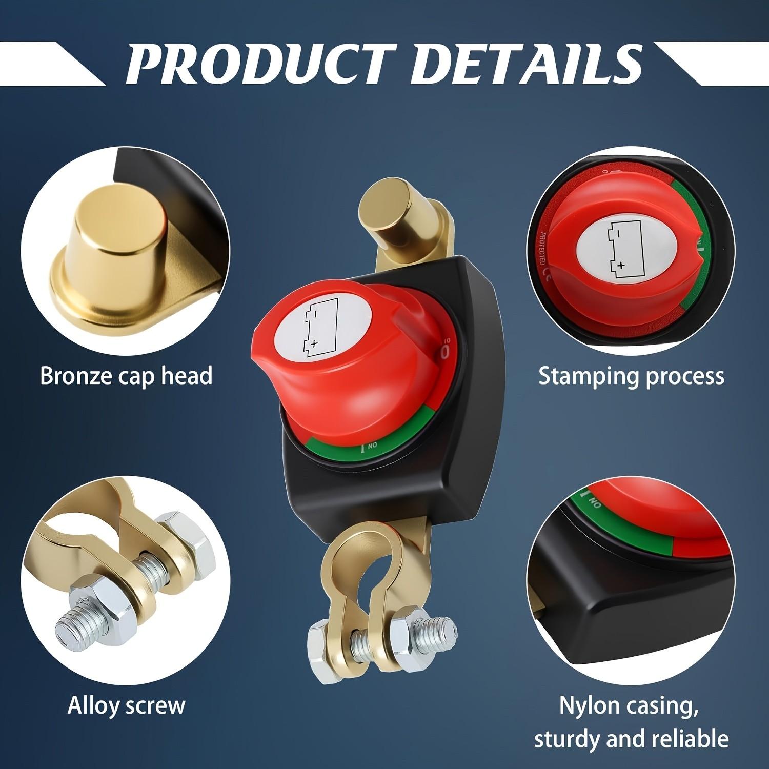 Top Mount Battery Disconnect Switch, Third Generation, Design, Suitable for Trucks, Boats, Rvs, Negative Terminal Control