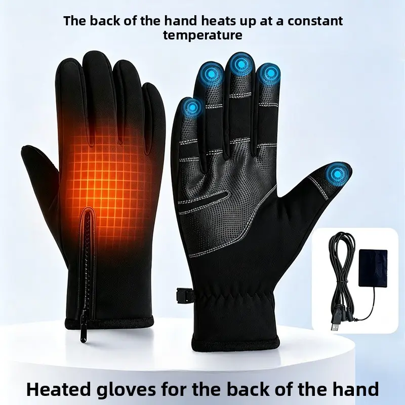 USB Rechargeable Touchscreen Heated Gloves for Men & Women, Winter Outdoor Thermal Warm Electric Gloves