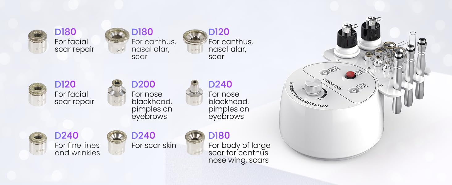 UNOISETION Diamond Microdermabrasion Machine Professional, 3 in 1 Demabrasion Facial Peeling Skin Care Device for Salon Personal Home Use, SR-NF105U UNOISETION Diamond Microdermabrasion Machine Professional, 3 in 1 Demabrasion Facial Peeling Skin Care Device for Salon Personal Home Use, SR-NF105U