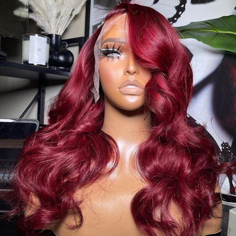 Bling Hair 30 32 inch Burgundy Color Hd Transparent 13x4 Lace Frontal Wig For Women 180% Density 13x6 99J Lace Front Brazilian Remy Wigs