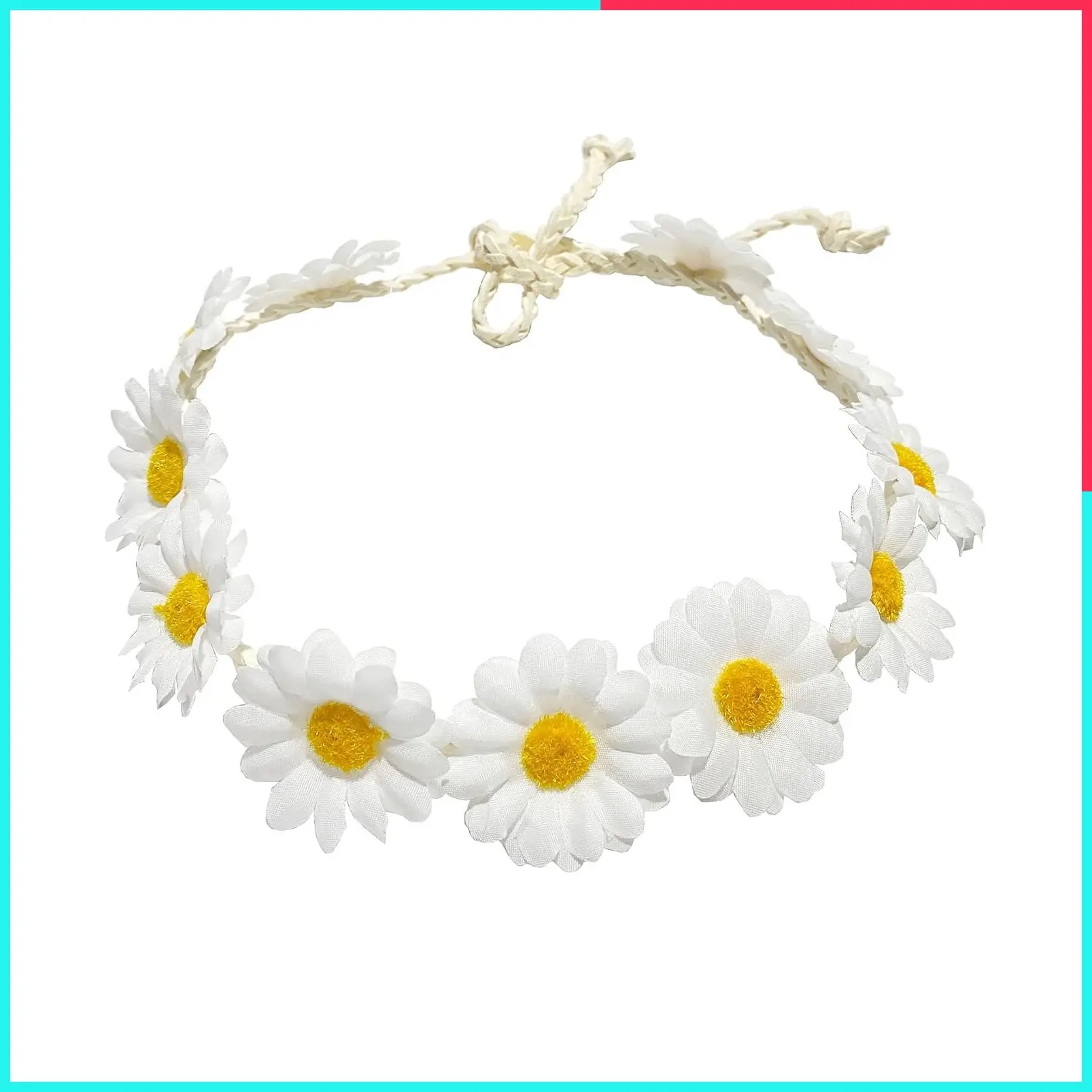 White Sunflower Daisy Flower Crown Hair Wreath Bridal Headpiece Photo Prop