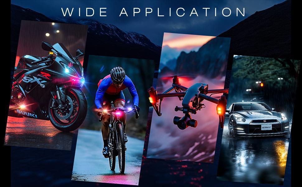 6PCS Wireless LED Lights for Car with Remote Control, Wireless LED Strobe Lights 8 Color USB Charing IP65 Waterproof Anti-Collision Warning Light for Car Interior Truck Motorcycle Drone Aircraft Bike