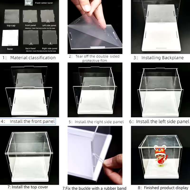 Transparent Acrylic Display Case, Stackable Doll Box, Vertical Assembly Stand, Base, Collectible Figurine Dustproof Showcase, Collectible Figures, Collectible Items
