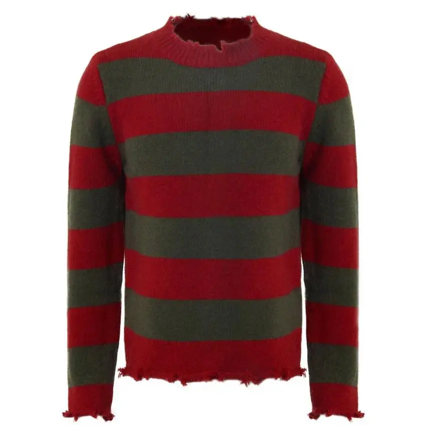 Freddy Krueger Sweater Halloween Cosplay Costume Adult Red Green Stripes Men‘s Outfits Gift Theme Party Carnival Takerlama