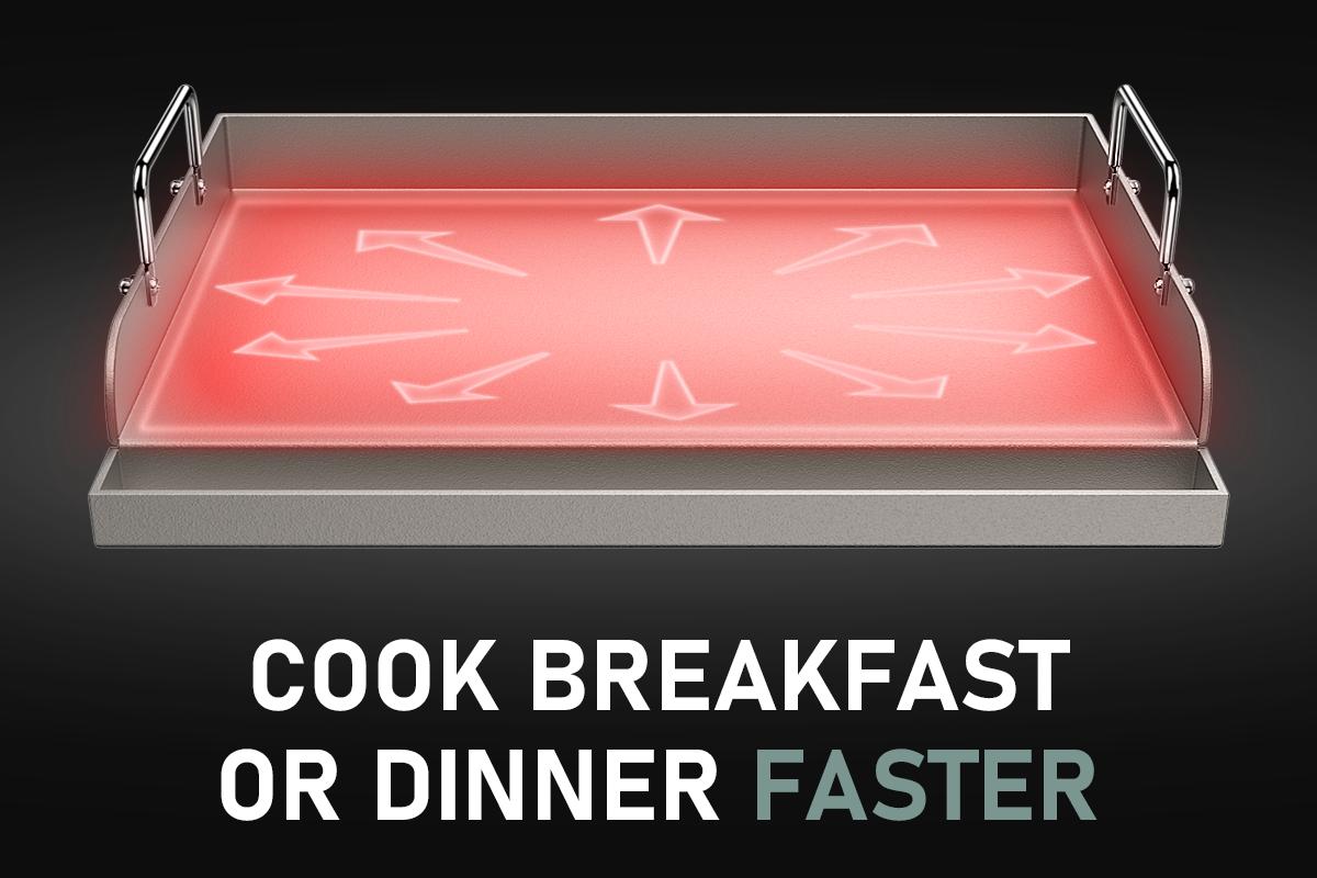 Uniflasy 17" x 13" Griddle for Gas Grill, Metal Cooking Griddle Pan for Outdoor Gas Grill, Flat Top Plate Skillet Pan Teppanyaki Griddle Insert for Weber Charbroil Camp Chef and Gas/Charcoal/Electric Grill