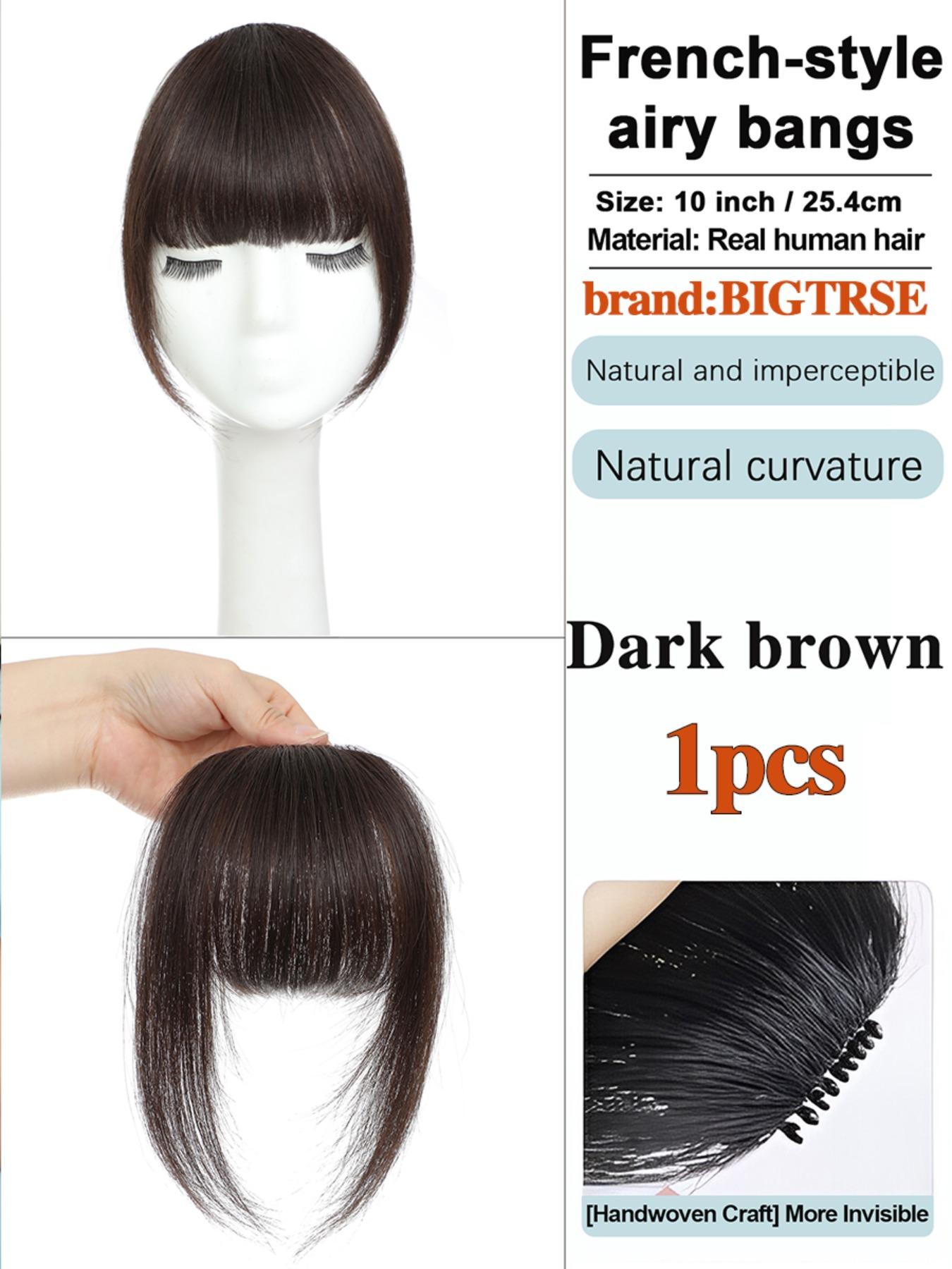 French Bang Clip-In Hair Extension, Curtain Bangs with Mirror Legs, Thick Bangs for Daily Wear, Real Human Hair