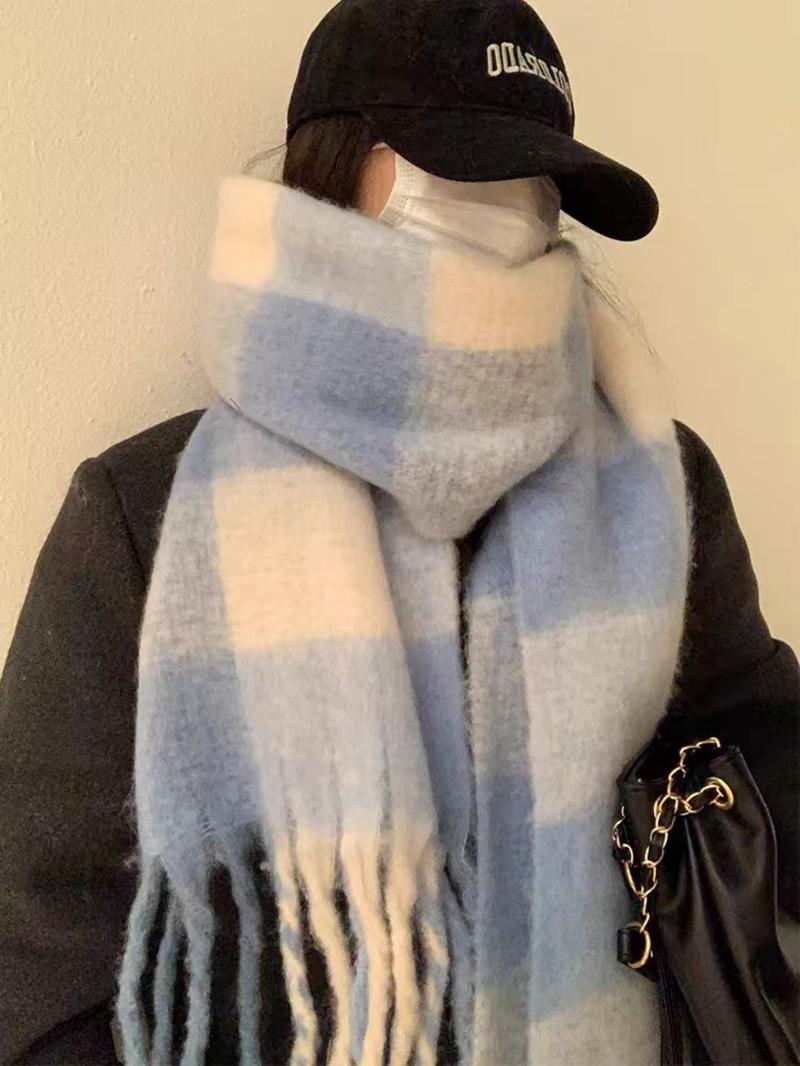 Women's Elegant Trendy Plaid Scarf, Casual Fashionable Warm Comfy Shawl, Soft Comfy Scarf For Fall & Winter