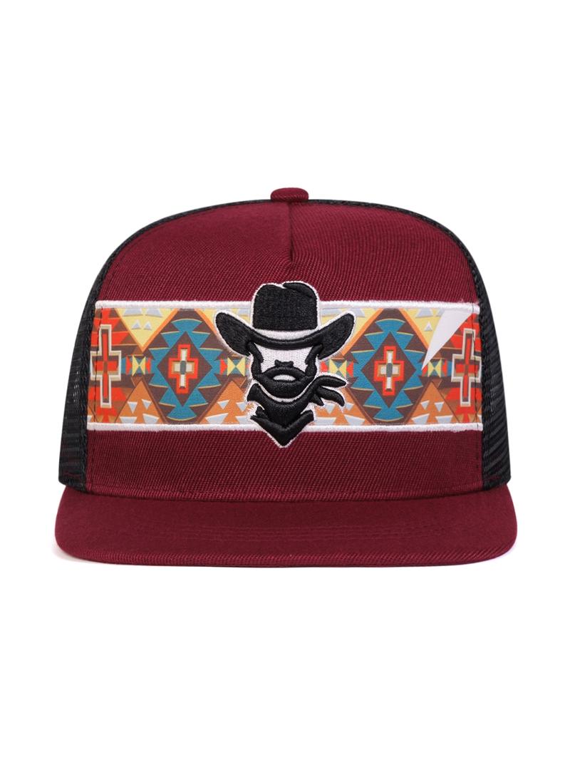 Western Style Tribal Pattern Trucker Hat, Casual Outdoor Sports Hat for Men & Women, Fashion Accessories for Daily Wear