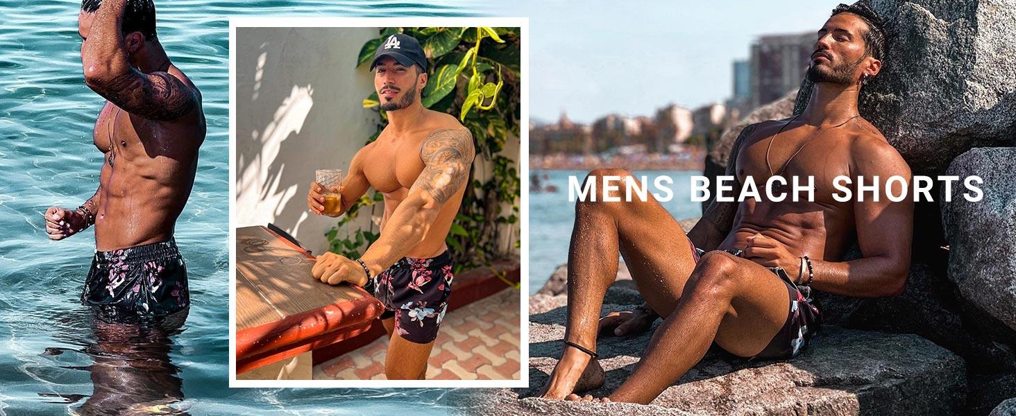 GINGTTO Men's Swim Trunks Quick Dry Summer Beach Shorts with Mesh Lining