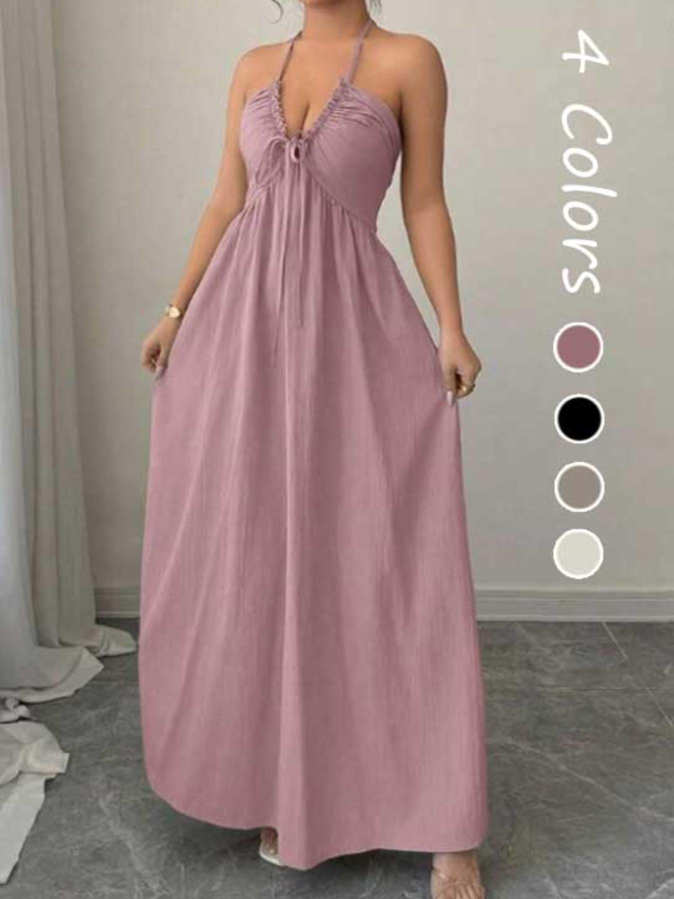 Women's A-Line Sleeveless Dress with Adjustable Straps, Stylish Lace-Up Detail for Summer, Casual Elegant Fashion for Women