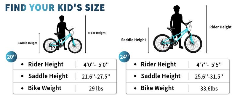 20/24 Inch Kids Mountain Bike,Adjustable Height , 7 Speeds, Bike for Kids 6-14, Boys & Girls Bike with Suspension Fork,Double-disc Safety Brake,, Anti-Slip Tires, Multi Color 20/24 Inch Kids Mountain Bike,Adjustable Height , 7 Speeds, Bike for Kids 6-14, Boys & Girls Bike with Suspension Fork,Double-disc Safety Brake,, Anti-Slip Tires, Multi Color
