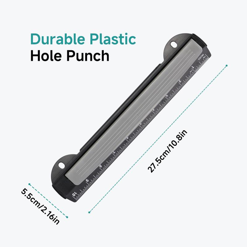 3 Hole Punch, 1 Count Portable Mini Hole Puncher with Ruler, Multifunctional Punching Ruler for DIY Craft, Teaching, Office Stationery & Supplies