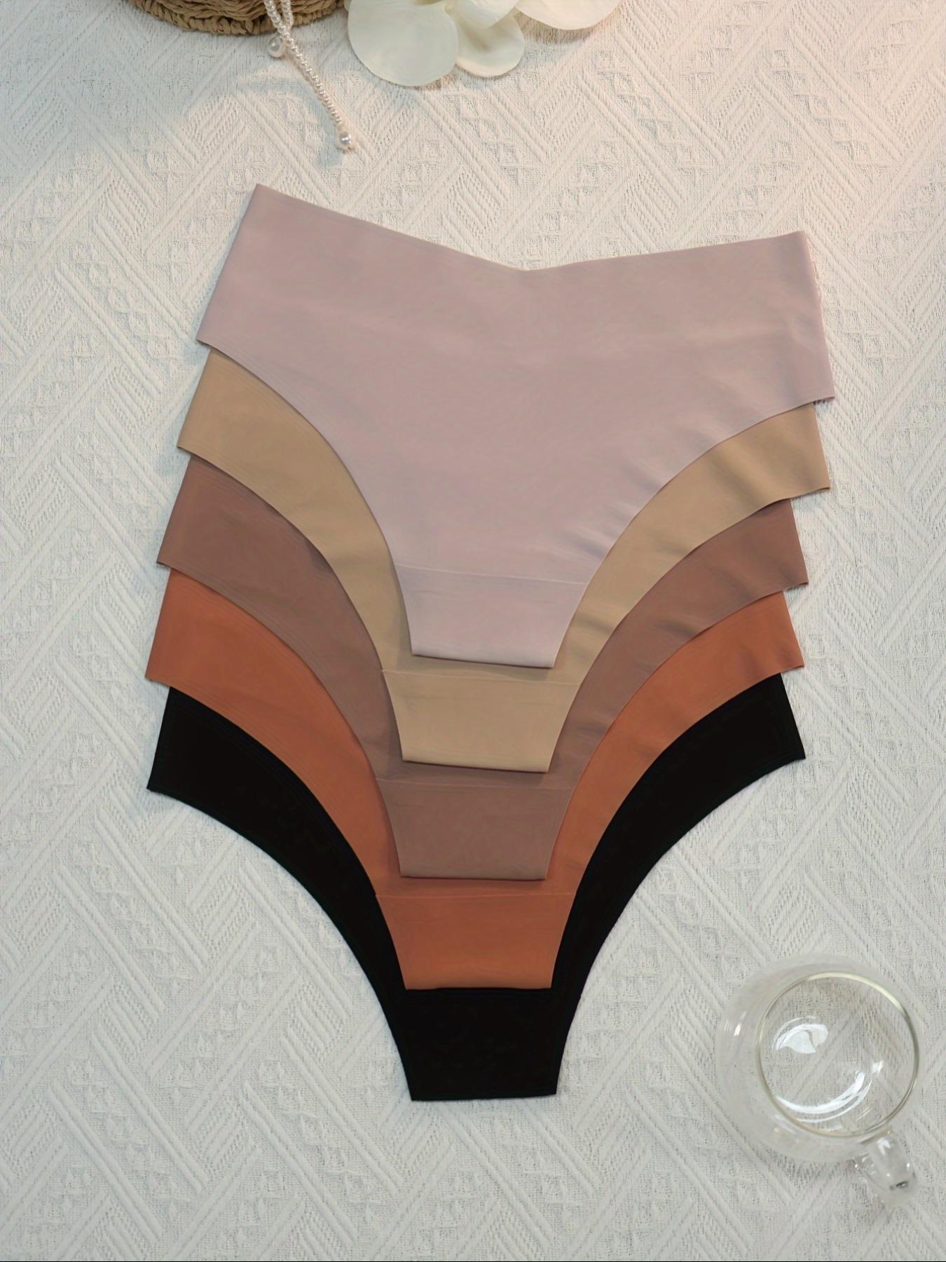 Women's Seamless Invisible Breathable Low Waist V-Shape Bikini Panties, 5 Pack Casual Sporty Smooth Yoga Underwear for All Seasons