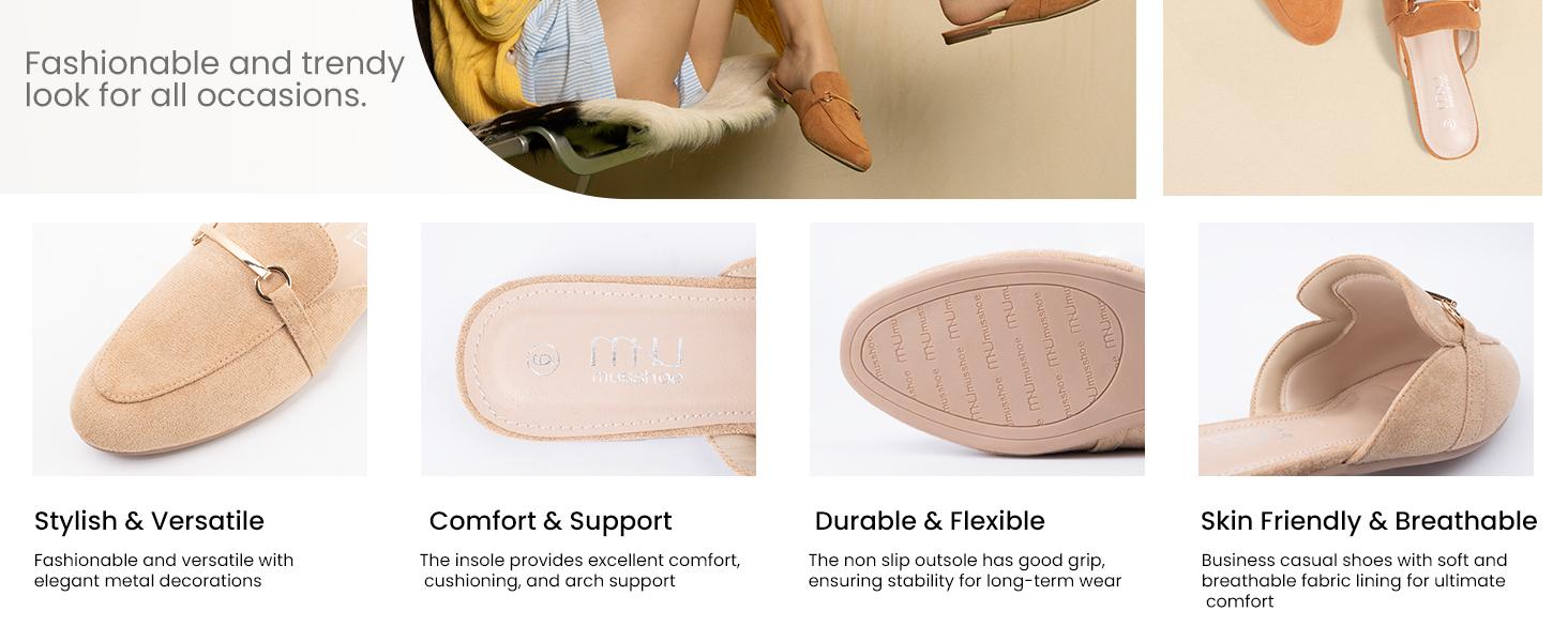 MUSSHOE Mules for Women Flats Comfortable Slip on Women Mules Backless Loafers Footwear SpringStatements