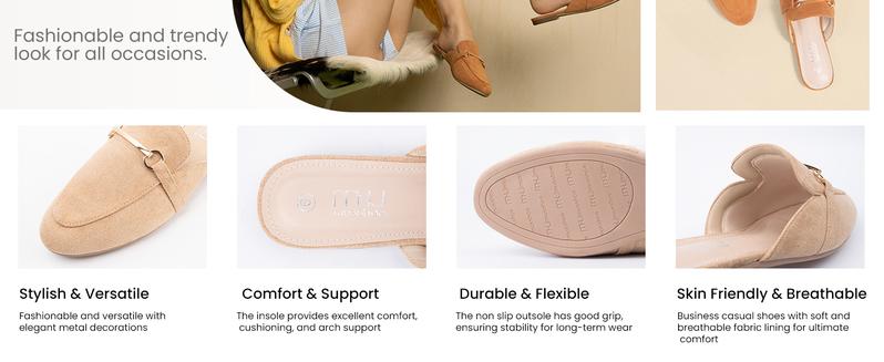 MUSSHOE Mules for Women Flats Comfortable Slip on Women Mules Backless Loafers Footwear