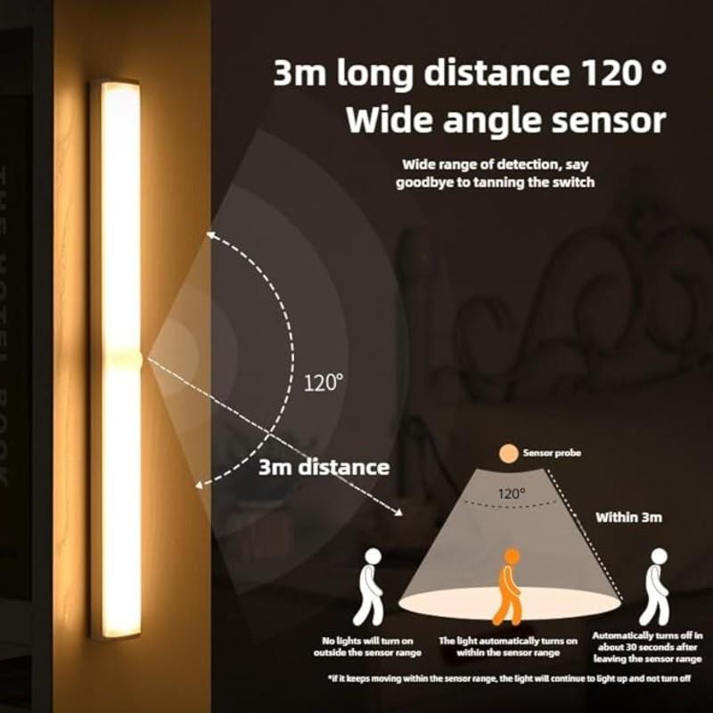 Motion Sensor Under Cabinet Light with 3000mah Rechargeable Battery, Dimmer Feature for Kitchen and Closet, Smart LED Strip Light with Adhesive Magnet