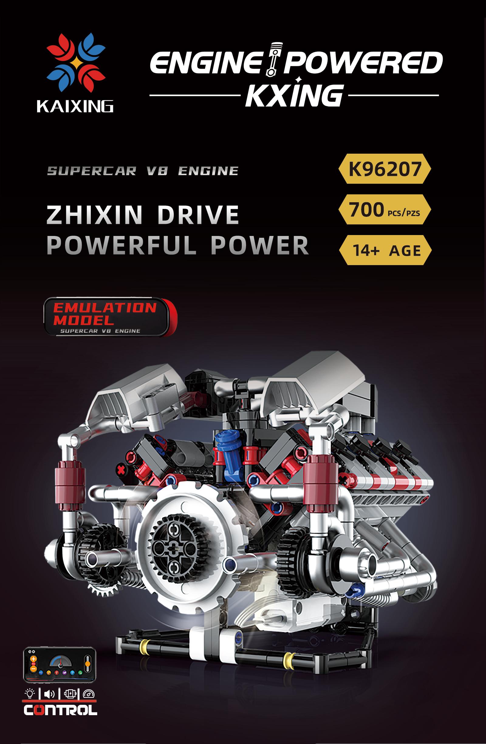 High-Performance V8 Engine Build Kit, Dynamic Transmission Model with Visible Gears, Stem Education Toy, Perfect Gift for Car Enthusiasts
