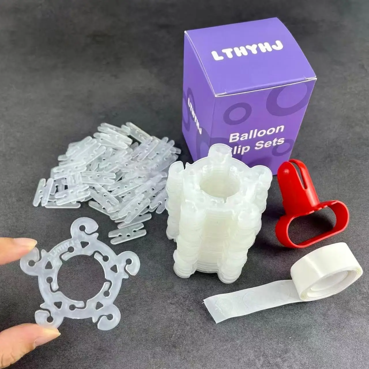 Balloon Arch Tool with 80 Balloon Clips, 100 Glue Points, and 1 Tie Connector for Wedding and Party Decor