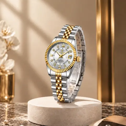 【Black Friday】Women's Elegant Round-Dial Analog Quartz Watch, Luminous and Water-Resistant Timepiece for Parties and Daily Wear, Versatile Birthday Gift with Gift Box