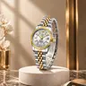 【Black Friday】Women's Elegant Round-Dial Analog Quartz Watch, Luminous and Water-Resistant Timepiece for Parties and Daily Wear, Versatile Birthday Gift with Gift Box