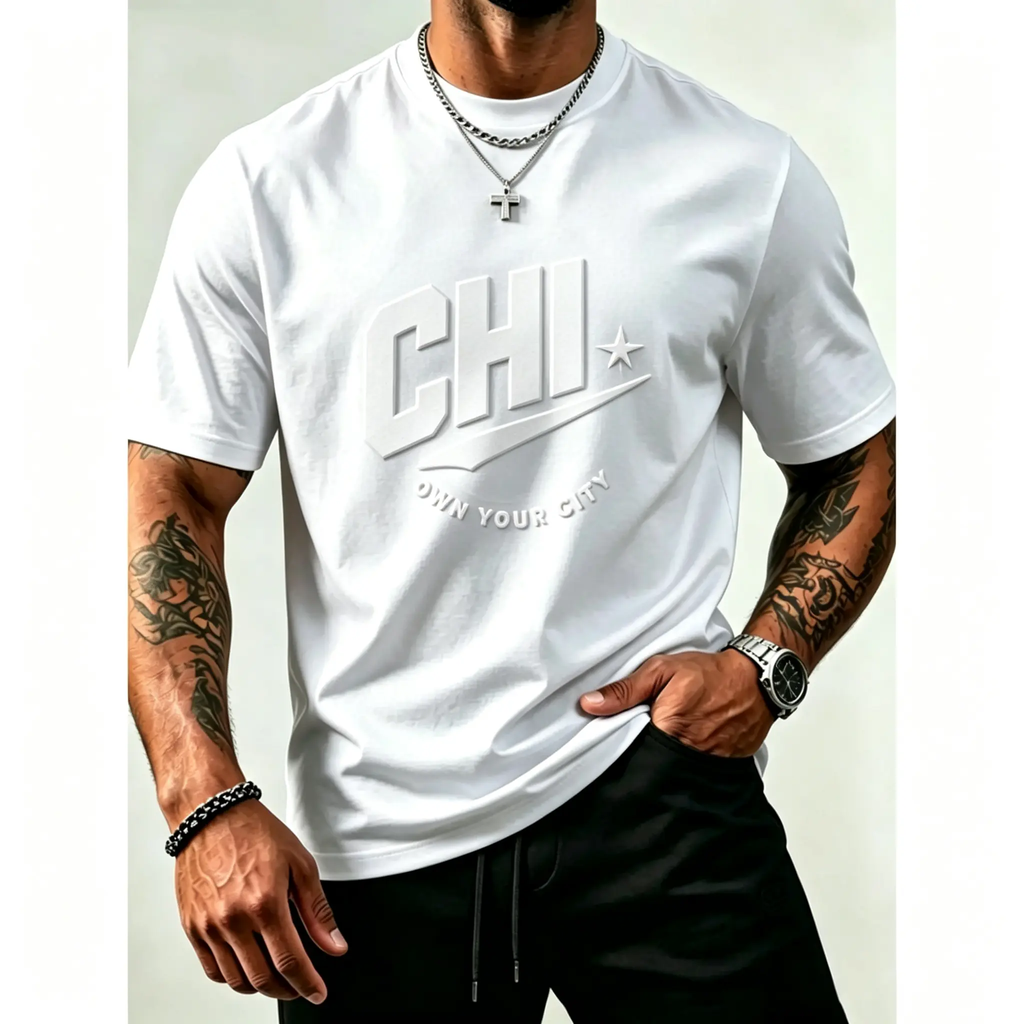 Men's Textured Cotton Short Sleeve Print T-Shirt, Comfortable and Stylish Casual Streetwear, Ideal for Daily Use