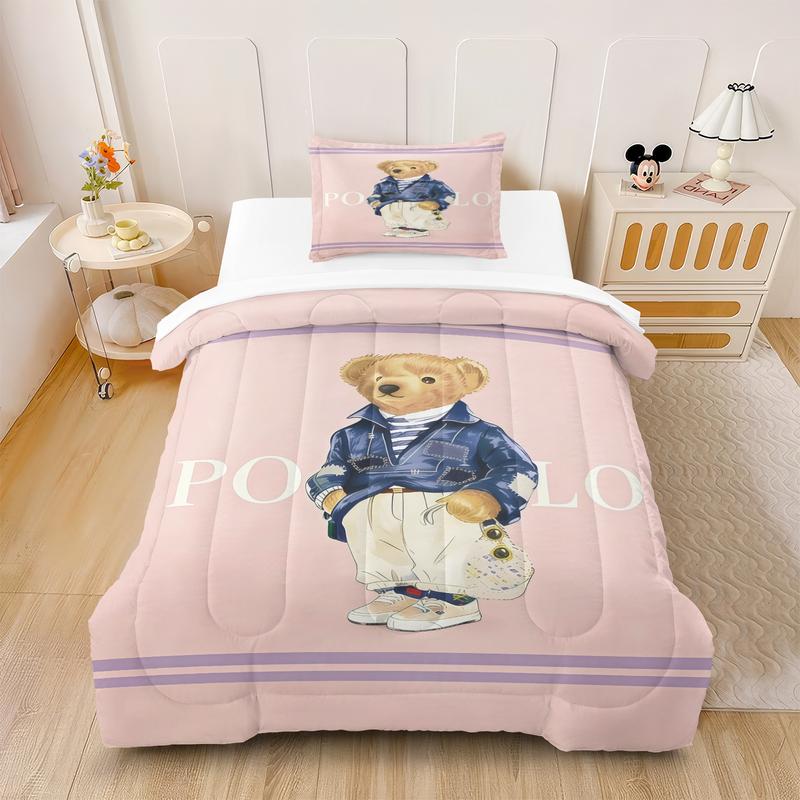 Bear Themed Comforter Set (Including 1 Quilt And 1-2 Pillowcases), Vintage Polo Teddy Bear Bedding, Suitable For Decorating Rooms And Bedrooms For Teenagers, Girls, And Boys