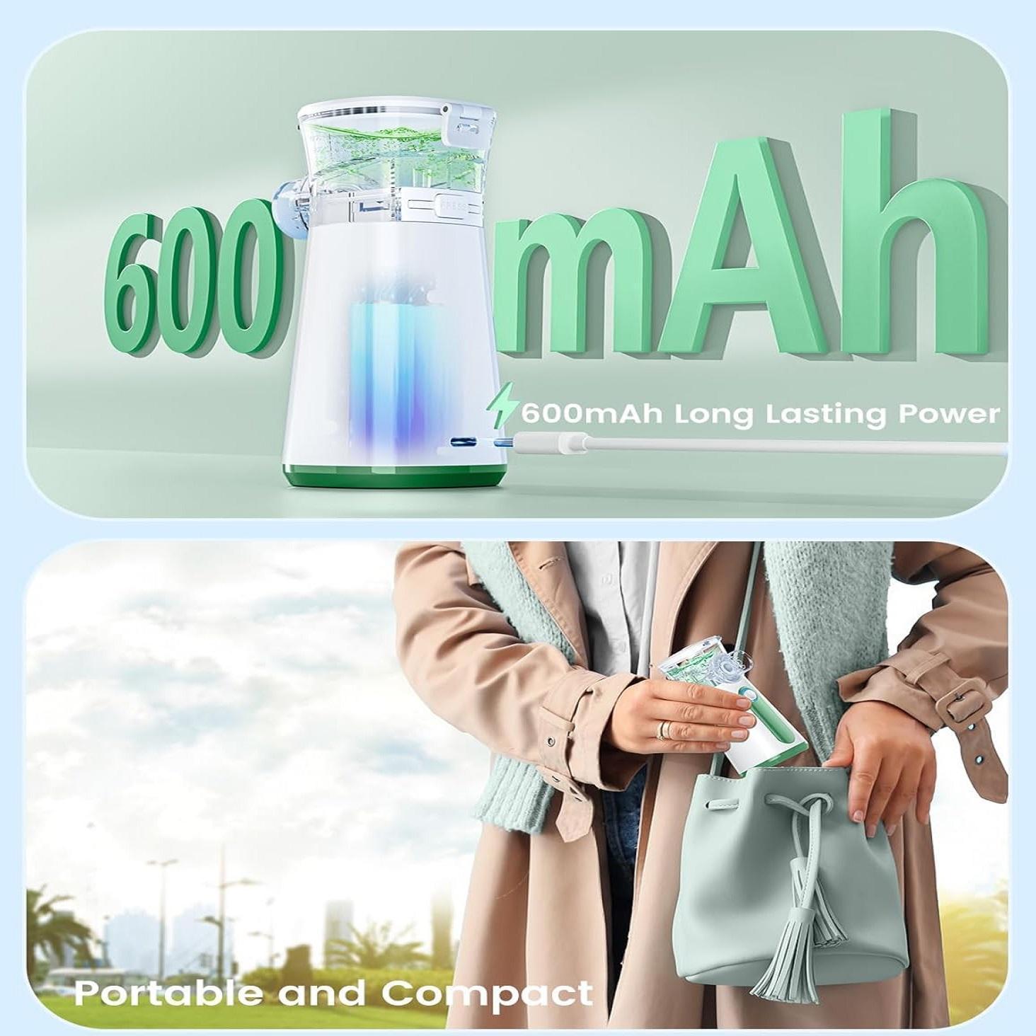 Automatic Cleaning Handheld Mist Maker, Compact Home Spray Humidifier, Adjustable Modes, Includes 2 Masks and 1 Nozzle, for Kids and Adults