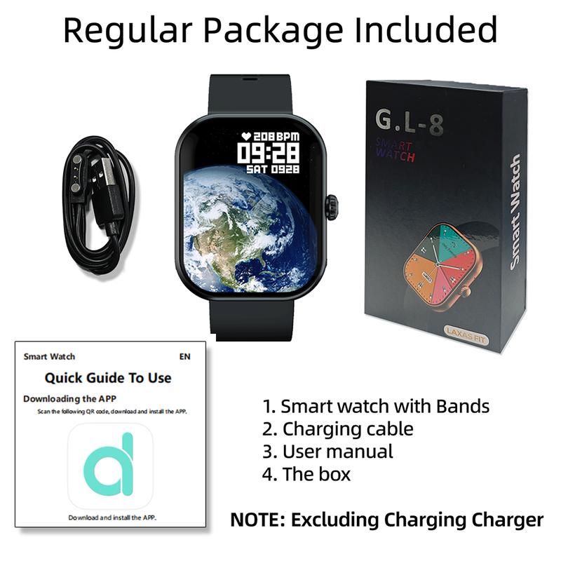 Men's & Women's Smartwatch Newest 2.01” HD Touch Screen Receive/Dial Calls Play Music Sedentary Reminder Alarm Clock Stopwatch Calculator IP68 Waterproof Multiple Sport Modes DIY Wallpaper Gift for Android & iPhone