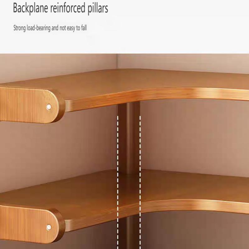 Wooden Corner Storage Rack, Space-Saving Desk Organizer, Multi-Layer Shelf for Cups, Decorations, Plants, Cosmetics, Office Use