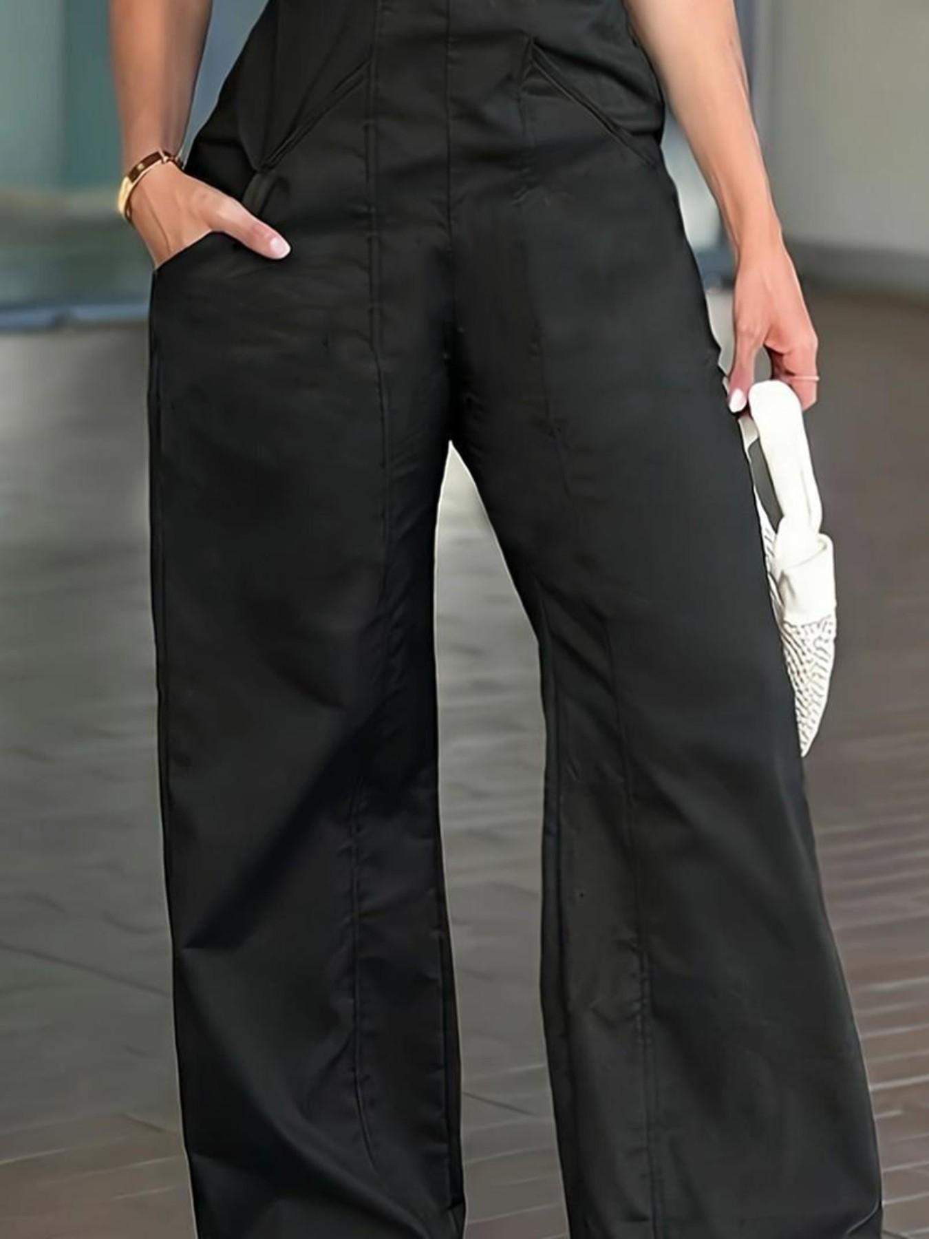 New Spring Autumn Women's Overalls, Sleeveless, Womenswear, Vintage, Cool & Minimalist Style, Casual Fitted Pants, Plain Pattern, All Seasons Wear New Spring Autumn Women's Overalls, Sleeveless, Womenswear, Vintage, Cool & Minimalist Style, Casual Fitted Pants, Plain Pattern, All Seasons Wear