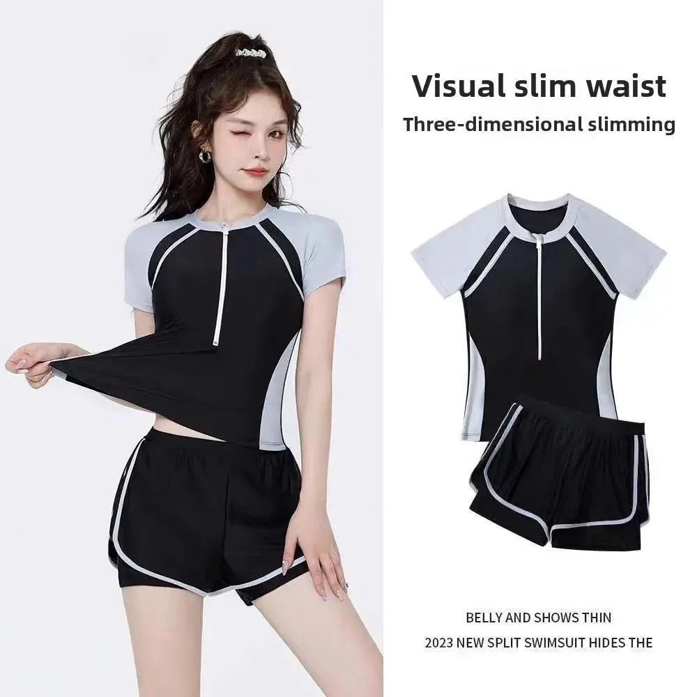 Casual Sporty Women's One-Piece Slimming Bikini Set Conservative Separate Swimsuit Simple Cover-Up Swimming Costume