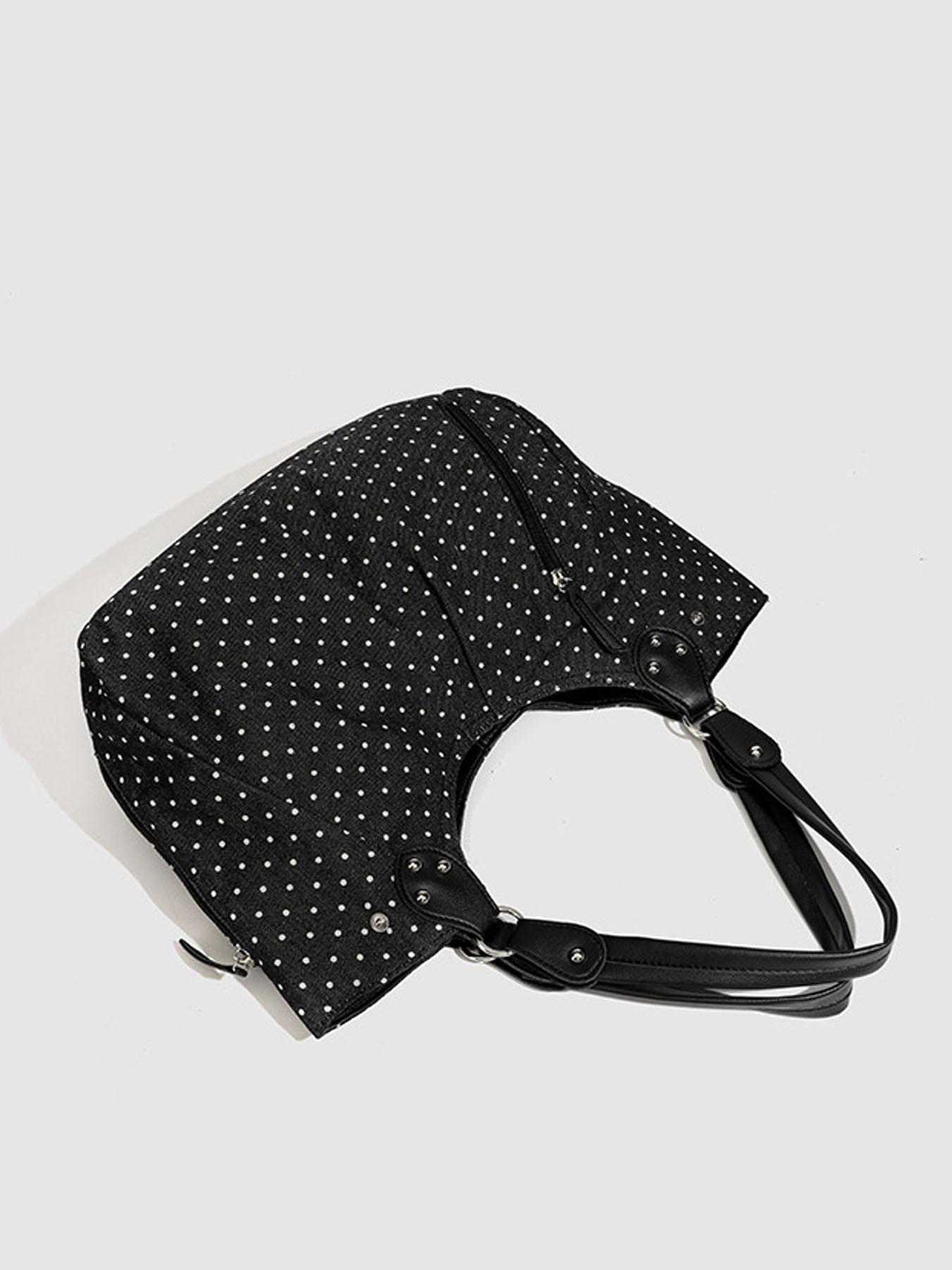 Vintage Korean Style Dot Pattern Tote Bag, Fashionable Large Capacity Shoulder Bag, Versatile College Wind Women's Backpack