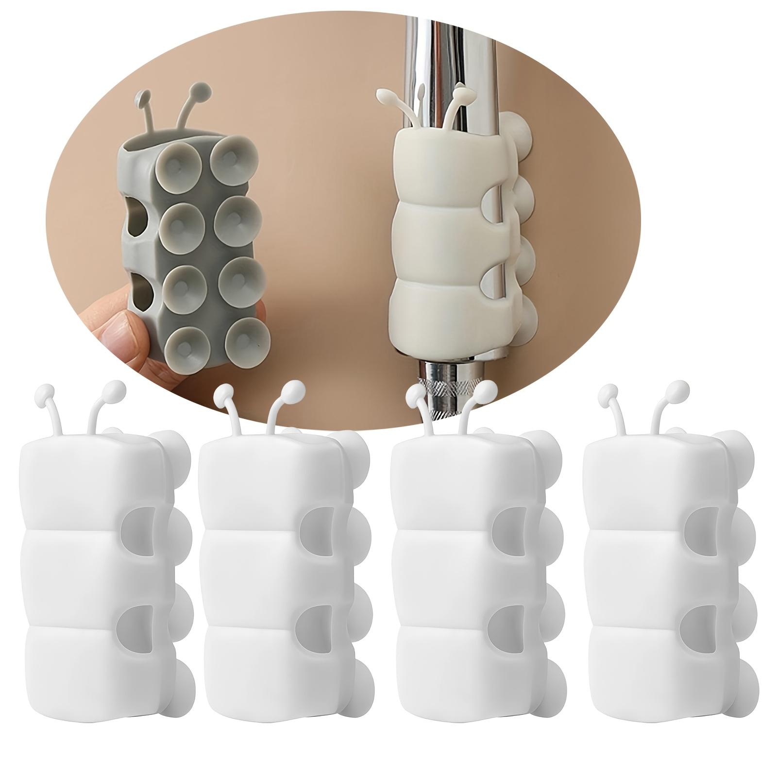 4PCS Silicone Suction Shower Head Holders, Shower Attachment, No Drill Handheld Shower Brackets with Suction, Movable Wall Mount Spray Holder, Waterproof Bathroom Shower Accessory for Smooth Surfaces, Easy Install Home Bath Organizer