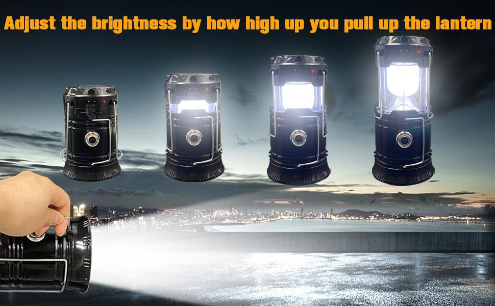 4-Pack Collapsible Portable LED Camping Lantern Lightweight Waterproof Solar USB Rechargeable Flashlight for Indoor/Outdoor Emergency Use