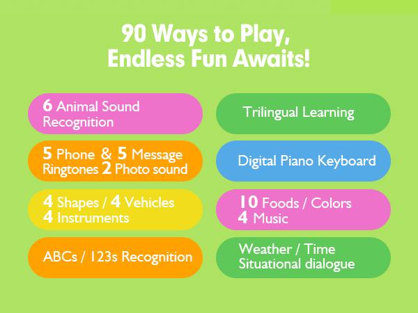 hahaland multifunctional Learning Tablet Toy, Colorful Number & Music Function Educational Toy, Interactive Enlightenment Toy for Kids, Electronics, Learning Tool, Learning Entertainment Tablet, Toddler TabletAges 12m-3Y Cow Duck Elephant