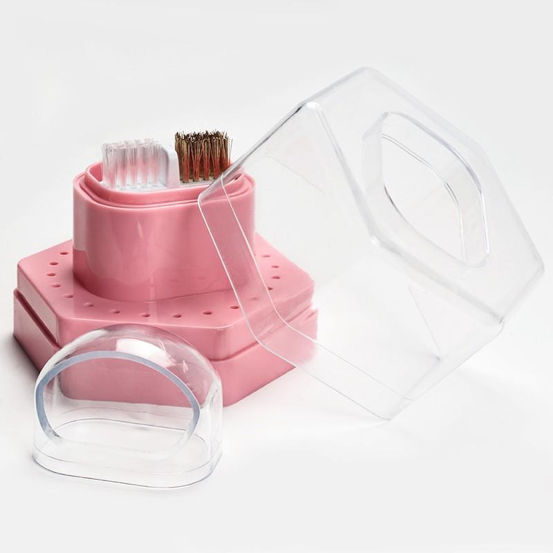 24-Hole Nail Art Drill Cleaning Storage Box with Brush & Grinding Head Holder - Heavy-Duty Acrylic Organizer with 24 Holes, Ideal for Professional & Home Use, 24 Holes Nail Drill Bits Organizer